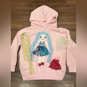 Girls Pink Hoodie W/Doll  & Outfits To Change Sz. 6–8